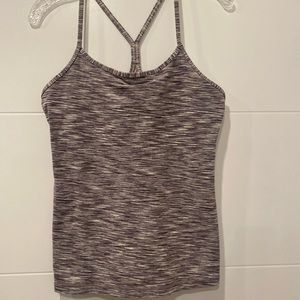 LuluLemon Power Y Tank - size 10, Grey striped